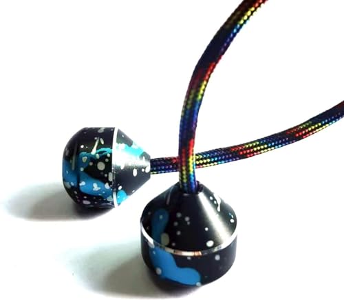 Finger Toys for Practicing Finger Dexterity, Fidget Beads, Aluminum Alloy Two Beads and One Rope Finger Yo-Yo Alloy Stress Relief Toy, Fine Motor Skills Toys for Men Women Youngs (Blue+Black+White) von VERBANA