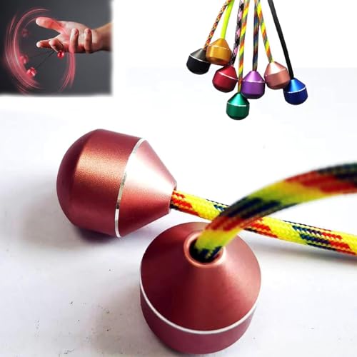 Finger Toys for Practicing Finger Dexterity, Fidget Beads, Aluminum Alloy Two Beads and One Rope Finger Yo-Yo Alloy Stress Relief Toy, Fine Motor Skills Toys for Men Women Youngs (Pink) von VERBANA