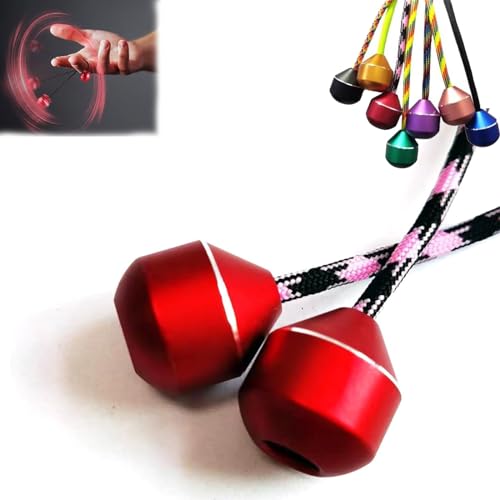 Finger Toys for Practicing Finger Dexterity, Fidget Beads, Aluminum Alloy Two Beads and One Rope Finger Yo-Yo Alloy Stress Relief Toy, Fine Motor Skills Toys for Men Women Youngs (Red) von VERBANA