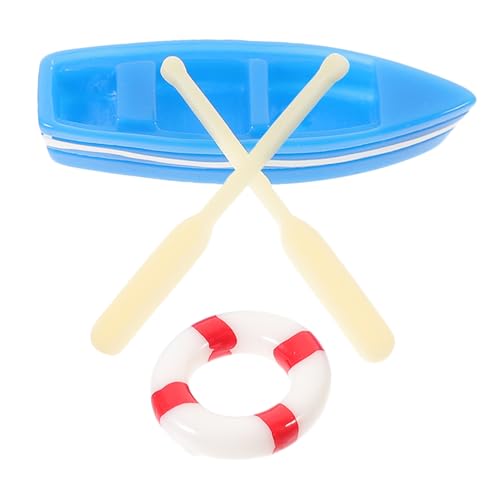 VERDANVERSE 1satz Miniatur Stranddekoration Teiliges Boot Mit Ruder Und Rettungsring Für Mikrolandschaften Garten Und Tischdekoration Sichere Materialien Für Langlebigen Gebrauch von VERDANVERSE