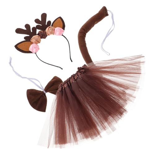 VERDANVERSE 1 Satz Geweih-Stirnband-Set weihnachtskleid für Weihnachts-Tutu für Mädchen kleinkind röcke Weihnachten Rentiergeweih Stirnband Weihnachtsgeweihe für Tutu-Rock Stoff von VERDANVERSE
