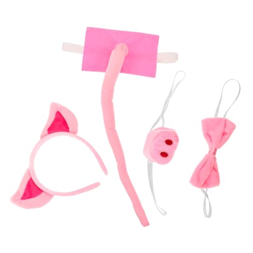 VERDANVERSE 1 Satz Schweinohr -kopfschmuck Kostüm Stirnband Bogen Schweine Cosplay- Stirnbänder Für Nutztiere Cosplay-tier Stirnbänder Nase Fliege Plastik Rosa von VERDANVERSE