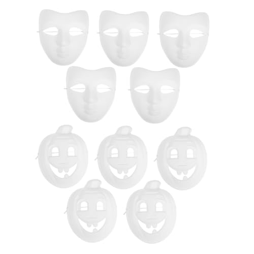 VERDANVERSE 10 Stück Diy Weiße Papiermasken Unbemalte Handgemalte Masken für Halloween und Kostümpartys Kreative Bastelmasken für Erwachsene von VERDANVERSE