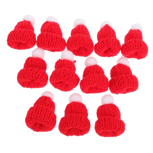 VERDANVERSE 12 Stück Teiliges Mini Gestrickte Weihnachtsmützen Kreative Deko Rote Mini Xmas Hüte für DIY Basteln und Festliche Weihnachtsdeko von VERDANVERSE