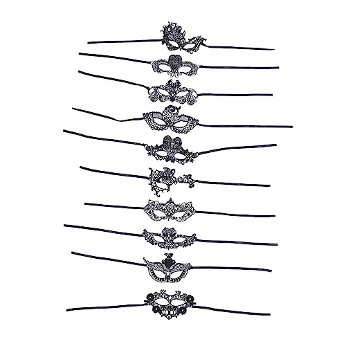 VERDANVERSE 12Stücke Halloween Augenmasken Schwarze Spitzen Masken Für Maskerade Kostümpartys Halloween Veranstaltungen von VERDANVERSE