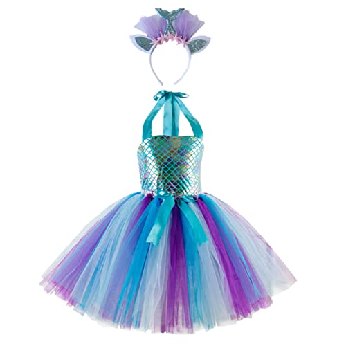 VERDANVERSE 1Satz Kinderkleid mit Stirnband Netzstoff Prinzessinnen Kostüm für Hochzeiten Geburtstagsfeiern Fotografie Bühnenaufführungen Jahre Leicht Atmungsaktiv Süß von VERDANVERSE