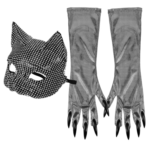 VERDANVERSE 1satz Katzenmaske Und Handschuhen Für Maskenball Cosplay Und Halloween Elegante Funkelnde Requisiten Für Unvergessliche Nacht VERDANVERSE 1satz Katzenmaske Und Handschuhen Für Maskenball Cosplay Und Halloween Elegante Funkelnde Requisiten Für Unvergessliche Nacht von VERDANVERSE