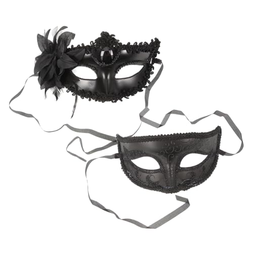 VERDANVERSE 2 Stck. Halbe Gesichtsmaske Tanzmaske Schreimaske Party Frauenmaske Kostüm Halloween Maske Weiß Halloween-maske Rave Cool Kühle Masken Gesichtsmasken Mädchen Paar Plastik Schwarz von VERDANVERSE