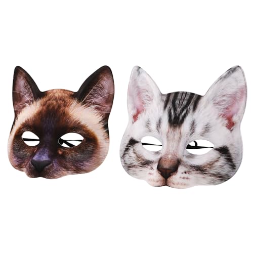 VERDANVERSE 2 Stück Cat Cosplay Masken Komfortabel Leicht Elastisches Band Für Halloween Karneval Maskenball Party Damen von VERDANVERSE
