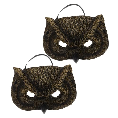 VERDANVERSE 2 Stück Eulenmaske Halbmaske Für Männer Halloween-masken Für Frauen Eulenkostüm Für Erwachsene Halloween-halbmaske Tiermasken Tier-maskerade-maske Maskerademaske Pu-schaum Golden von VERDANVERSE