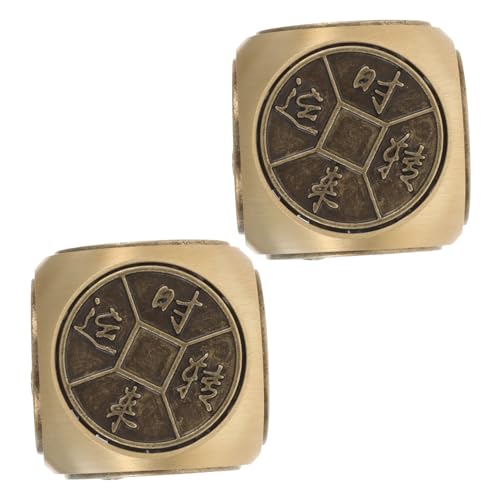 VERDANVERSE 2 Stück Handball aus Messing für Erwachsene Fidget drehspielzeug klein Schreibtischspielzeug für das Büro Coole Kunstwürfel Metall Light Brown von VERDANVERSE