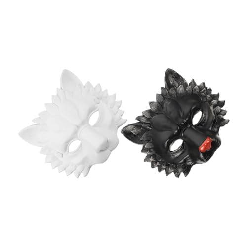 VERDANVERSE 2 Stück Löwenmaske Tiermaske Mit Halbem Gesicht Katzenmasken Fuchsmasken Kunst Das Clownkostüm Cosplay Maske Maskerade Maske Männer Maskerade Masken Rätsel Pu-schaum von VERDANVERSE