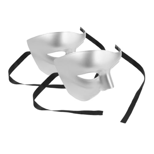VERDANVERSE 2 Stück Maske Maskerade Zubehör Maskerade Party Gefälligkeiten Maskerade Party Dekorationen Maskerade Halbgesichtsbrille Silber Kunststoff von VERDANVERSE