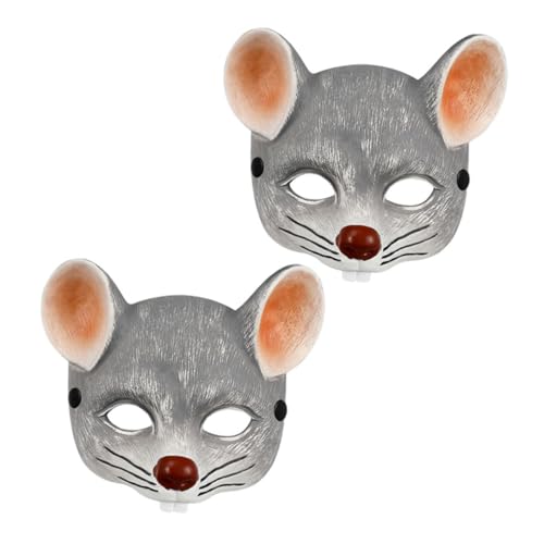 VERDANVERSE 2 Stück Mausmaske Masken Halloween Tierische Halbgesichtsmaske Ratte Cosplay Maske Halloween-cosplay-party-requisiten Maulwurfsmaske Halloween-maske Maske Light Grey Pu-schaum von VERDANVERSE