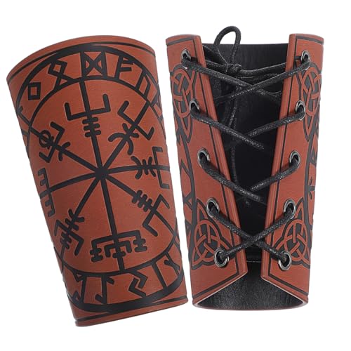 VERDANVERSE 2 Stück Mittelalterliche Arm Guards aus Geprägtem PU Verstellbare Arm Wristbands mit Historischer Komfortabel und Passend für Renaissance Kostüme von VERDANVERSE