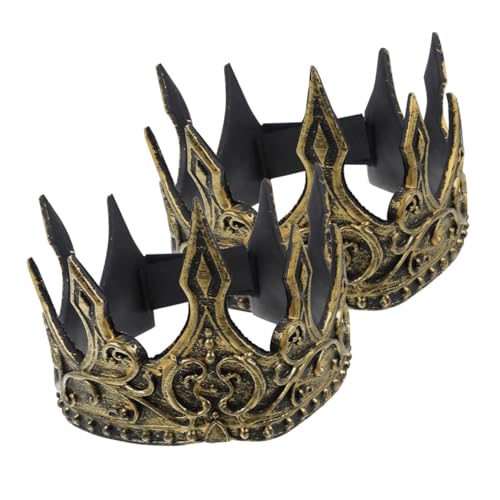 VERDANVERSE 2 Stück Mittelalterliche Königskrone für Herren Teiliges PU Schaumstoff Haarband Verstellbar Halloween Cosplay Party Kopfschmuck von VERDANVERSE