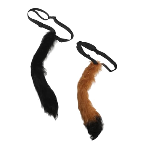 VERDANVERSE 2 Stück Plüsch Tierschwanz Poncho Zubehör Für Katzen Katzenschwanz Katzenplüschschwänze Aufblasbarer Kunst Nickerchen Kaliko Kätzchen Katzenspielzeug Gefüllte von VERDANVERSE