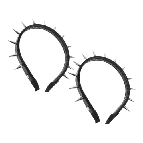 VERDANVERSE 2 Stück Spiked Headband Punk Gothic Stirnband mit Nieten Steampunk Haarreif für Frauen Barock Ball Party Kostüm Zubehör Schwarz von VERDANVERSE