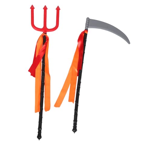 VERDANVERSE 2 Stück Teiliges Halloween Kostümzubehör aus Kunststoff mit Realistischer Grim Reaper Sense und Roter Teufelsdreizack Vielseitig für Cosplay Partys und Festliche Events Geeignet VERDANVERSE 2 Stück Teiliges Halloween Kostümzubehör aus Kunststoff mit Realistischer Grim Reaper Sense und Roter Teufelsdreizack Vielseitig für Cosplay Partys und Festliche Events Geeignet von VERDANVERSE