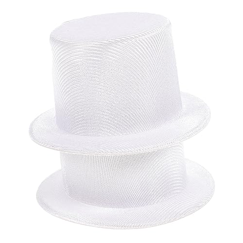 VERDANVERSE 2 Stück Top Hats Weiß Kleine Hüte für DIY Weihnachtsdeko Puppenzubehör Schneemann Bastelprojekte Festliche Handwerksideen von VERDANVERSE