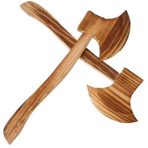 VERDANVERSE 2 Stücke Teiliges Holzbeil Halloween Kostüm Zubehör Holzspielzeug Sicher Poliert Robust für LARP Cosplay Dekoration und Handfertigkeit von VERDANVERSE