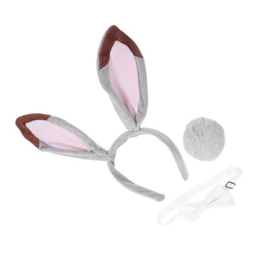 VERDANVERSE 3 Stück Plüschiges Teiliges Hasenohren Set mit Schleife und Weiches Accessoire für Erwachsene Kuscheliges Bunny Haarreif Kostüm für Ostern Halloween und Party von VERDANVERSE