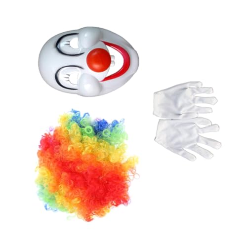 VERDANVERSE 3er-sets Kostüm Karneval Erwachsene Clown-perücke Und Maske Masken Cosplay-partykleid Regenbogen-clown-perücke Maskerademaske Clown-zubehör Clownmaske, Handschuhe Und Perücke VERDANVERSE 3er-sets Kostüm Karneval Erwachsene Clown-perücke Und Maske Masken Cosplay-partykleid Regenbogen-clown-perücke Maskerademaske Clown-zubehör Clownmaske, Handschuhe Und Perücke von VERDANVERSE