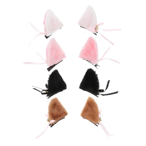 VERDANVERSE 4 Paare Katzenohren Haarclips mit Glöckchen Niedliche Bunte Haarspangen in Dunkel und Katzenohr Haarschmuck für Halloween Karneval und Cosplay Party von VERDANVERSE