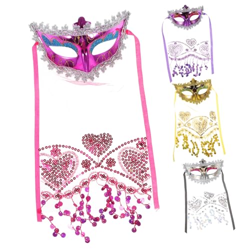 VERDANVERSE 4 Stück Spitzenmaske Seide Party Halloween Maske Karneval Masken für den Maskenball venezianische Masken für Maskerade Maskerademaske Frauenmaske Tanzmaske Plastik von VERDANVERSE