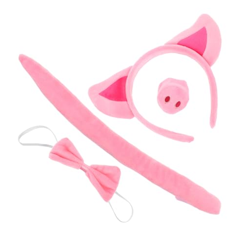 VERDANVERSE 4 Stück Teiliges Schwein Kostüm Set mit Plüsch Ohren Stirnband Verstellbarem Nasen -accessoire Schweine Cosplay Set für Halloween Karneval Party von VERDANVERSE