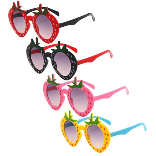 VERDANVERSE 4 Stück Teiliges Sonnenbrillen Kreative Erdbeerbrille Lustige Partybrille für Mädchen Jungen Sommergeburtstag Kostümzubehör von VERDANVERSE