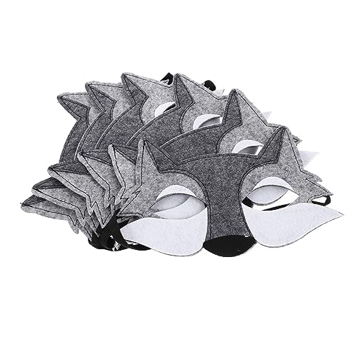 VERDANVERSE 6 Stück Halbgesichtige Wolfsmasken aus Filz für Halloween Tiermasken Cosplay Kostüm Party Requisiten Langlebig und Realistisch Gestaltet für Erwachsene von VERDANVERSE