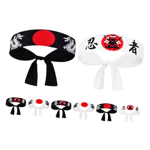 VERDANVERSE 8 Stück Teiliges Japanisches Ninja Stirnband Bushido Hachimaki Traditionelles Kopfband für Karate Cosplay Sushi Koch Kostüm Sport und Party Zubehör von VERDANVERSE