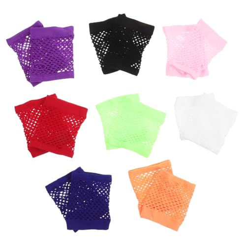 VERDANVERSE 8paare Fingerlose Neon Fischnetz-handschuhe Für Cosplay Und Halloween Lebendigen Farben Elastisches Design Für Optimalen Tragekomfort Und Vielseitige Nutzung von VERDANVERSE