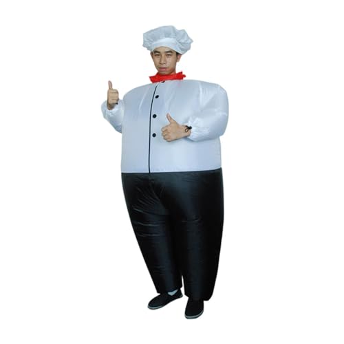 VERDANVERSE Aufblasbarer Kochkostüm Erwachsene Lustiges Cartoon Fettkoch Cosplay Ganzkörperanzug Batteriebetrieben Leichtes Polyester für Halloween Fasching Party Karneval Verkleidung von VERDANVERSE