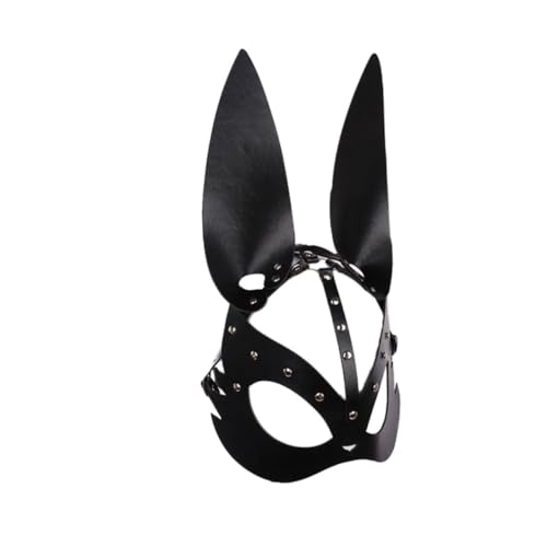 VERDANVERSE Bunny mit Hasenohren Schwarze Halbgesichts Leicht und Langlebig für Fasching Halloween Karneval Kostüm Party und Maskenball Unisex Kostümzubehör von VERDANVERSE