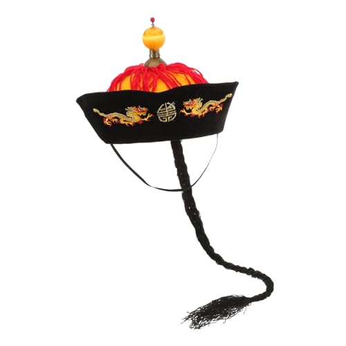 VERDANVERSE Chinesischer Stil Pferdeschwanz Hut mit Zöpfen Traditioneller Asiatischer Kopfschmuck für Cosplay und Karneval Leichte und Hautfreundliche Performance Requisite für VERDANVERSE Chinesischer Stil Pferdeschwanz Hut mit Zöpfen Traditioneller Asiatischer Kopfschmuck für Cosplay und Karneval Leichte und Hautfreundliche Performance Requisite für von VERDANVERSE