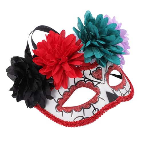 VERDANVERSE Day Of The Dead Flower Skull Maske Halbgesicht Mexikanische Totenkopfmaske mit Blumen für Halloween Cosplay Karneval Party Erwachsene VERDANVERSE Day Of The Dead Flower Skull Maske Halbgesicht Mexikanische Totenkopfmaske mit Blumen für Halloween Cosplay Karneval Party Erwachsene von VERDANVERSE