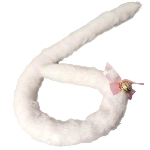 VERDANVERSE Flauschiger Katzen mit Abnehmbarem Glöckchen Cosplay Party Accessoire Weiß Flexibel für Damen Mädchen Karneval Halloween Kostüm von VERDANVERSE