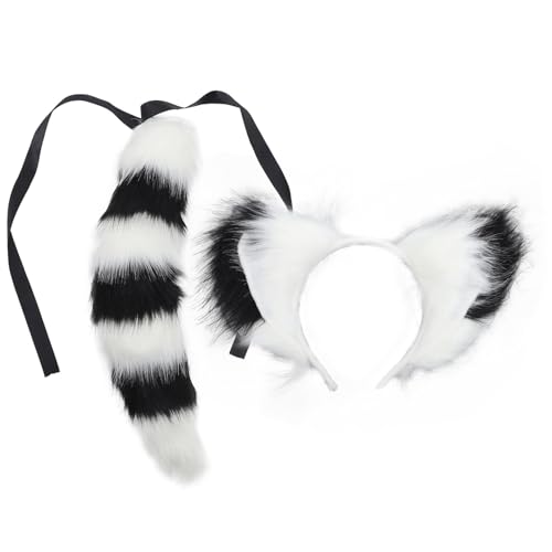VERDANVERSE Fuchsohren Haarreif und Fuchsschwanz Weiches Plüsch Cosplay Zubehör für Kostümpartys Geburtstage Halloween und Karneval Bequemes Langlebiges Tierohren Design von VERDANVERSE