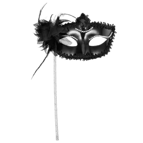 VERDANVERSE Hält eine halbe Gesichtsmaske Masken Damen Kostüm LED halloween mask halloweenmaske cosplay mask Modemaske haloween mask Tanzparty-Maske Frauen-Maskerade-Maske Feder Black von VERDANVERSE