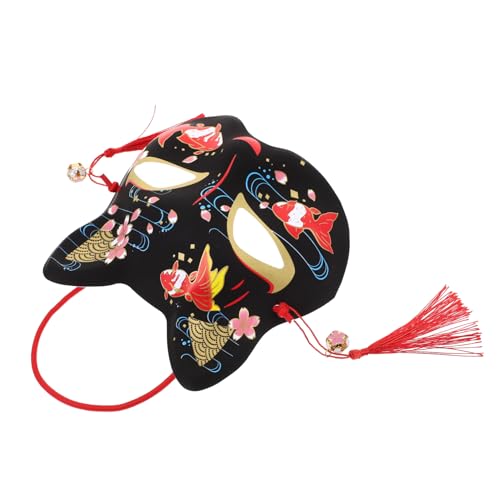 VERDANVERSE Halbgesichts Katzenmaske Japanischer Stil Cosplay Tiermaske Kunststoff Dekorativ für Halloween Karneval Kostümparty von VERDANVERSE
