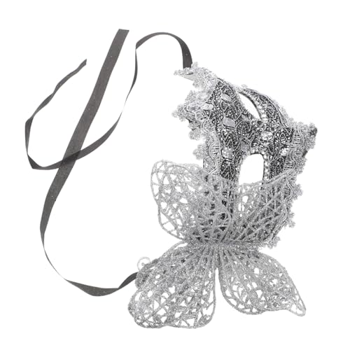 VERDANVERSE Halbgesichts Maske Spitze und Verstellbar für Damen Masquerade Ball Karneval Kostüm Party Fasching Bühnenauftritt Schwarz Silber von VERDANVERSE