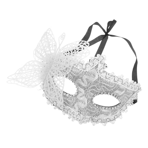 VERDANVERSE Halbgesichts Spitzenmaske Silber Verstellbar Modisches Masquerade Ball Accessoire für Damen für Kostüm und Partybedarf Handverstellbar Passt Meisten Gesichtern von VERDANVERSE