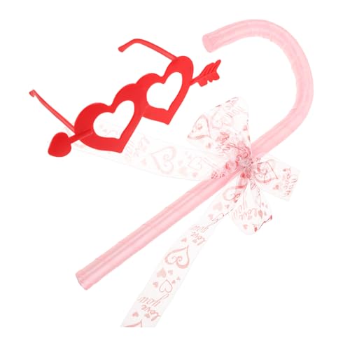 VERDANVERSE Halloween Bowknot Cane mit Herzpfeil Brille Rote Kostüm Requisite für Valentinstag und Party Vielseitiges Rollenspiel Zubehör für Cosplay und Festliche Anlässe von VERDANVERSE