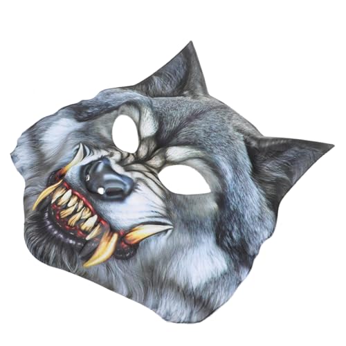 VERDANVERSE Halloween Karneval Party Maskerade Eva Halbgesichts Tierwolfmaske Blutige Eva Wolfsmaske Realistisches Tier Gruselige Wolfstiergesichtsmaske Halloween Wolf Fluffy von VERDANVERSE