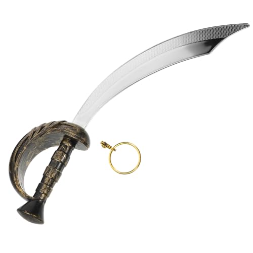 VERDANVERSE Halloween Piratenkostüm Set Teilig aus Leichtem Piratensäbel und Goldfarbenen Ohrringen Bruchfestes Cosplay Zubehör für Karneval Mottoparty und Piraten Events von VERDANVERSE