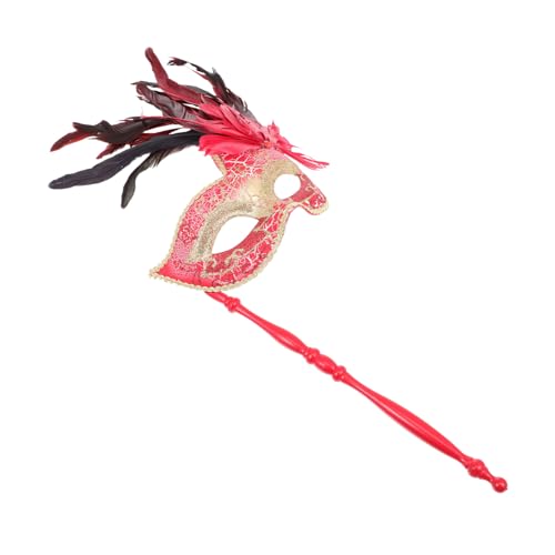 VERDANVERSE Handgehaltene Federmaske mit Stab Leichte Plume Stilvolle Masquerade Maske für Halloween Karneval Cosplay Fasching Damen Partyaccessoire Elegantes von VERDANVERSE