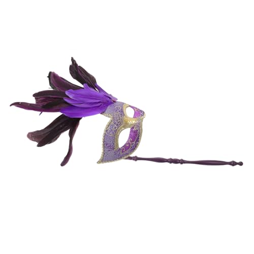 VERDANVERSE Handgehaltene venezianische Schmuckfedern-Maske Damen für Fasching Halloween Karneval Cosplay Party Verkleidung Zubehör Violett VERDANVERSE Handgehaltene venezianische Schmuckfedern-Maske Damen für Fasching Halloween Karneval Cosplay Party Verkleidung Zubehör Violett von VERDANVERSE