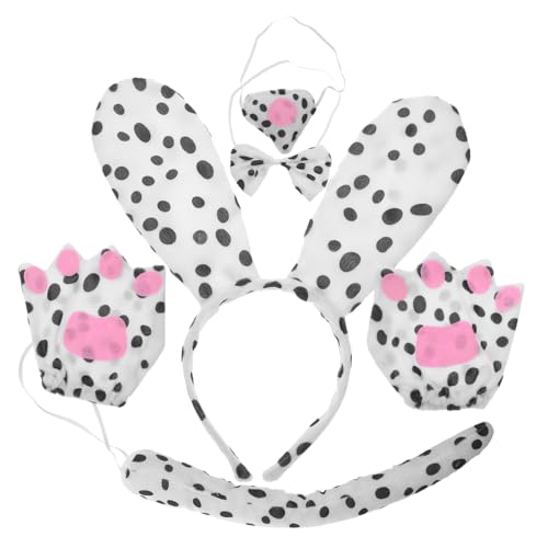 VERDANVERSE Hundekostüm Set Teiliges Zubehör mit Ohren Haarreif Fliege Handschuhen und Nase für Rollenspiele für Tierkostümpartys und Feiertagsfeiern von VERDANVERSE